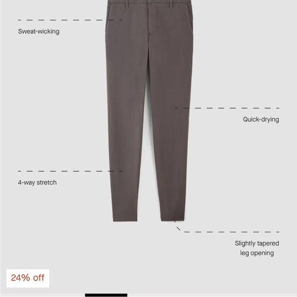 Everlane Uniform khaki beige flat front slim fit pants cotton blend 30x30 men 30 - Picture 14 of 14